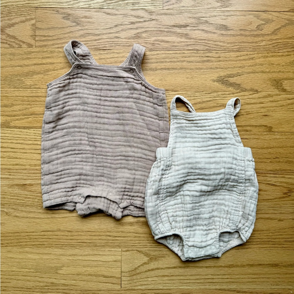 Angel Dear muslin rompers sets of 2, 3-6 months